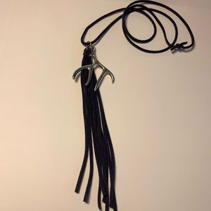 Deer antler on navy chord necklace